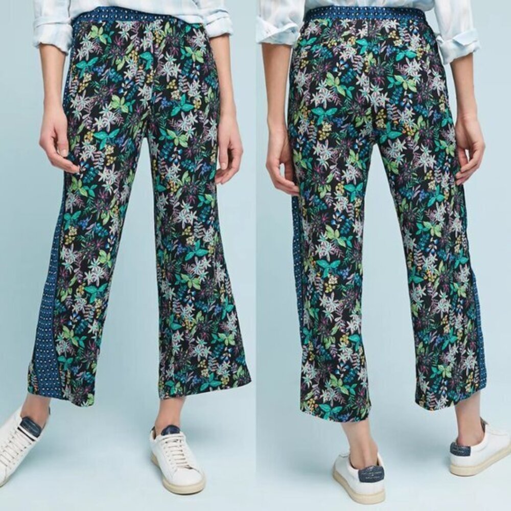Anthropologie ett:twa Women's Rousseau Wide Leg Floral Crop Pants Size Small - Picture 1 of 10